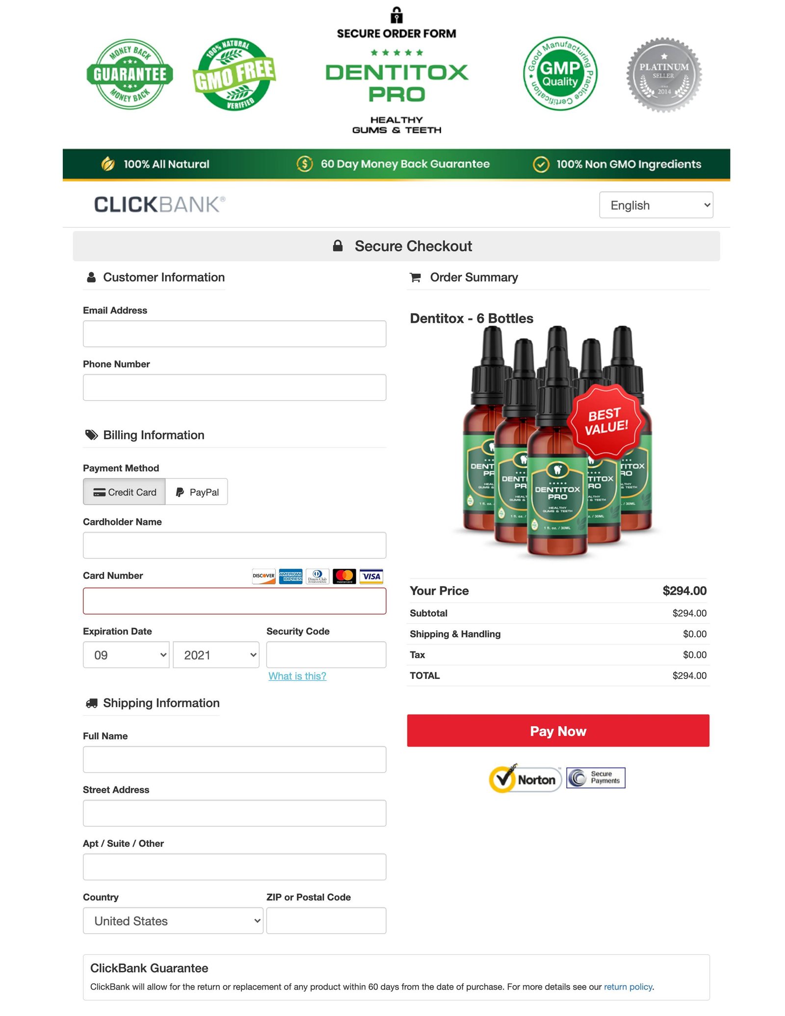 Dentitox Pro Order Page